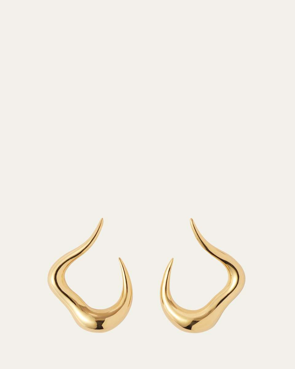 18K Yellow Gold Bold Stream Open Earrings